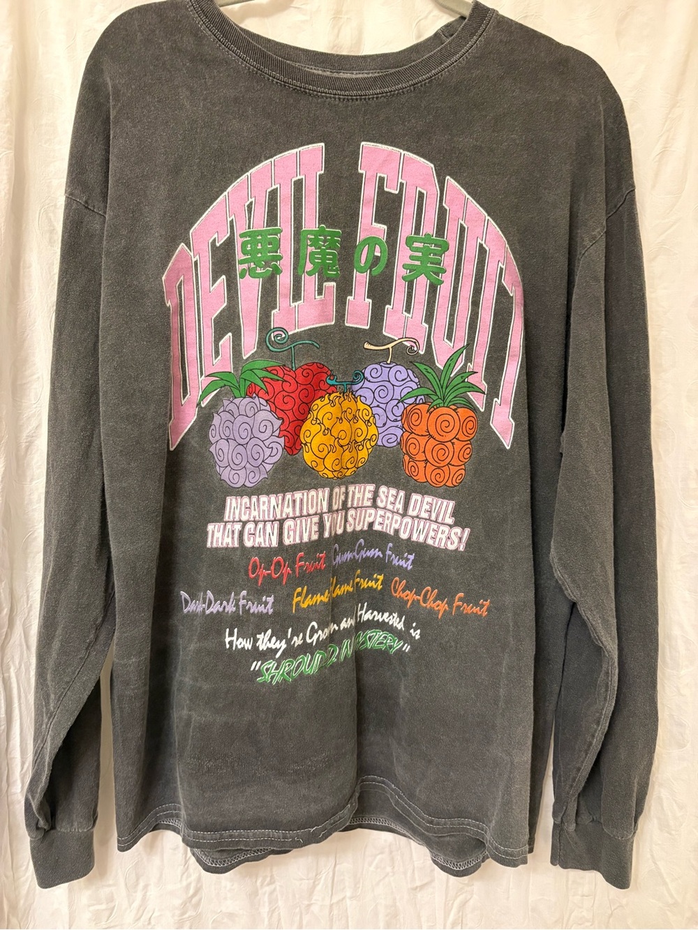 One Piece Devil Fruit long sleeve Tee. Size XL.